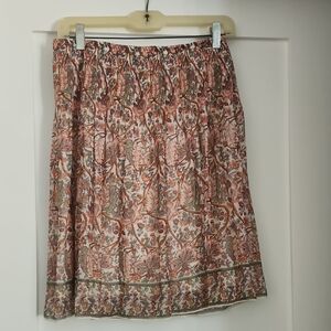 Max Studio Pink and Orange A-Line Smocked Skirt